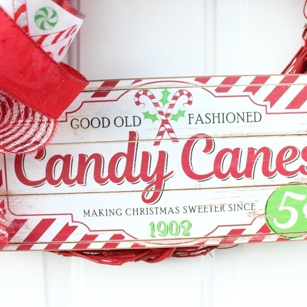 Candy Cane Christmas Wreath for Front Door